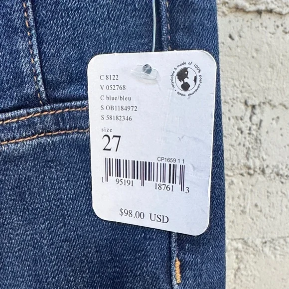 Free People We The Free Jayde Flare Jeans Tulsa Blue Dark Wash Size 27 - Picture 9 of 15